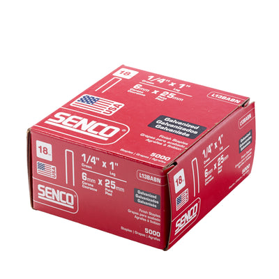 Senco 1/4 in. W X 1 in. L 18 Ga. Narrow Crown Finish Staples 5000 pk