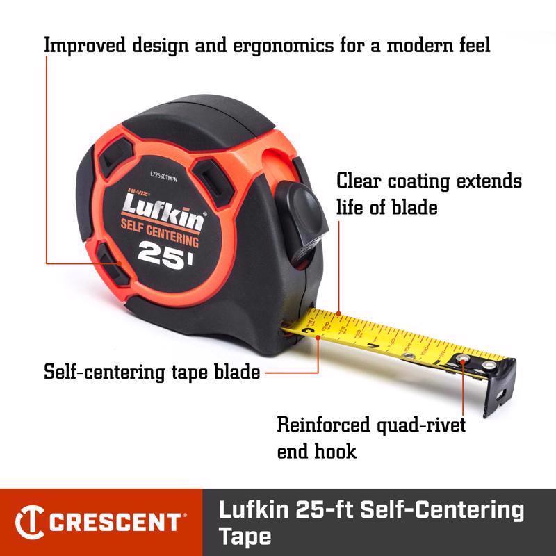 Lufkin 700 Series 25 ft. L X 1 in. W Self Centering Tape Measure 1 pk