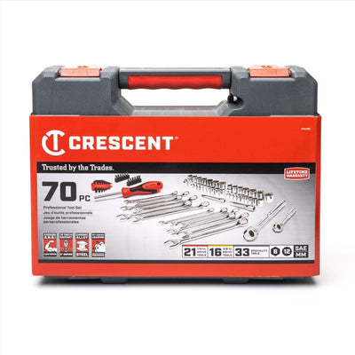 Crescent 3/8 in. drive Metric and SAE 6 and 12 Point Mechanic's Tool Set 70 pc