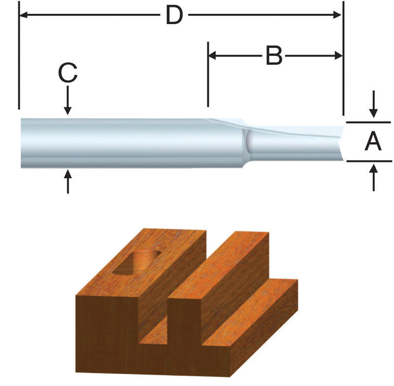 Vermont American 1/4 in. D X 1/4 x 1 in. X 2-1/4 in. L Carbide Tipped 2-Flute Straight Router Bit