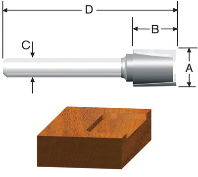 Vermont American 5/8 in. D X 5/8 Dia. x 1/2 in. X 1-3/16 in. L Carbide Tipped Hinge Mortise Router B