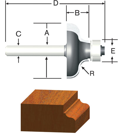 Vermont American 1-1/4 in. D X 3/16 in. X 2-1/8 in. L Carbide Tipped Ogee Router Bit