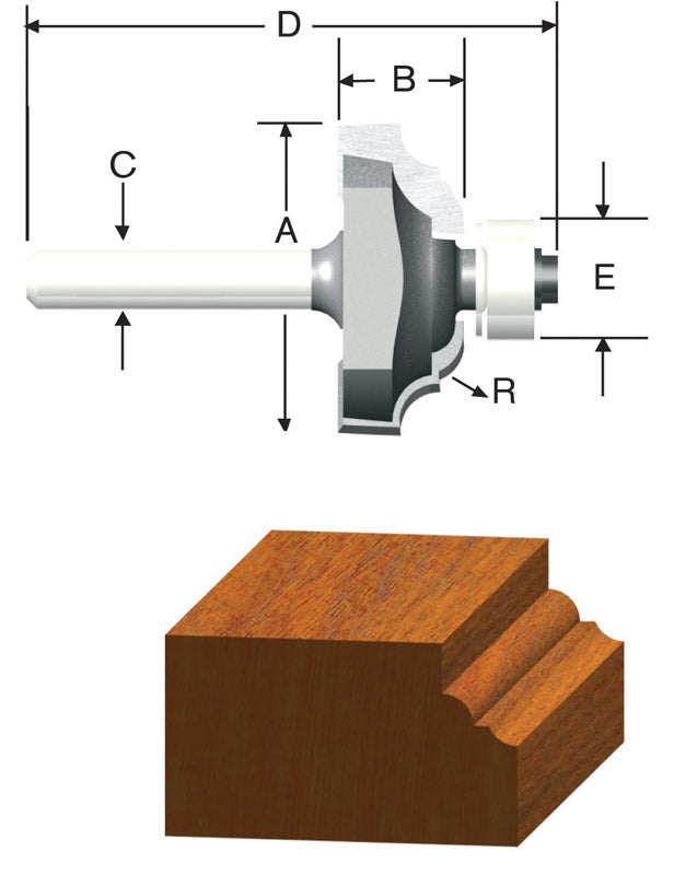 Vermont American 1-3/8 in. D X 3/16 in. X 2-1/4 in. L Carbide Tipped 2-Flute Classical Router Bit