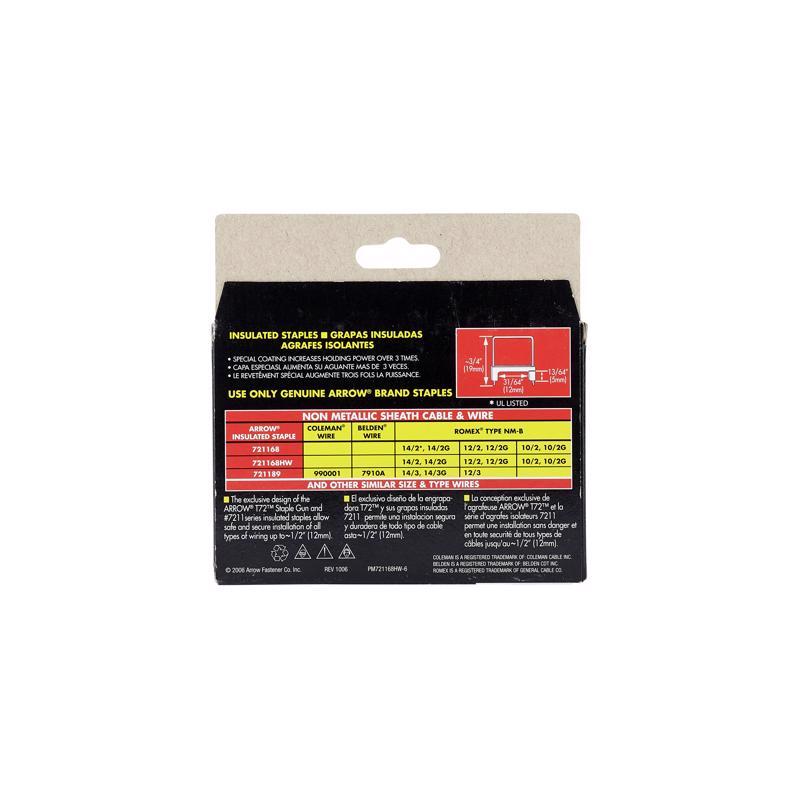 Arrow T72 31/64 in. W X 3/4 in. L 15 Ga. Wide Crown Insulated Staples 300 pk