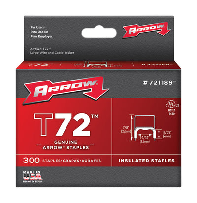 Arrow T72 19/32 in. W X 7/8 in. L 15 Ga. Wide Crown Insulated Staples 300 pk