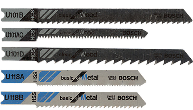 Bosch 5 in. Metal U-Shank Jig Saw Blade Set Assorted TPI 5 pk