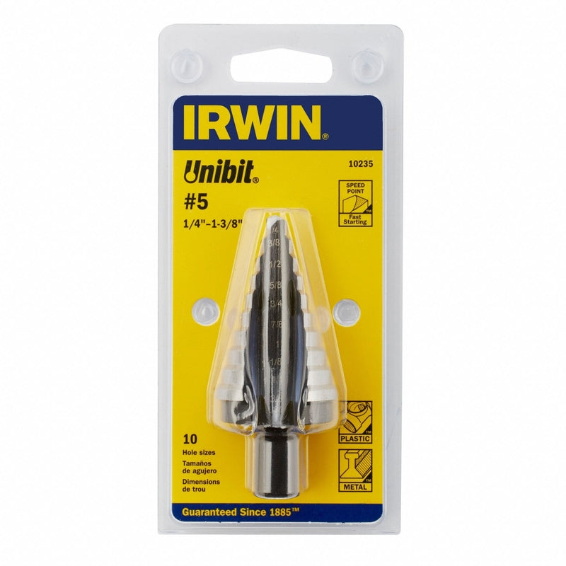 Irwin Unibit 1/4 to 1-3/8 in. X 6 in. L High Speed Steel Step Drill Bit 1 pc