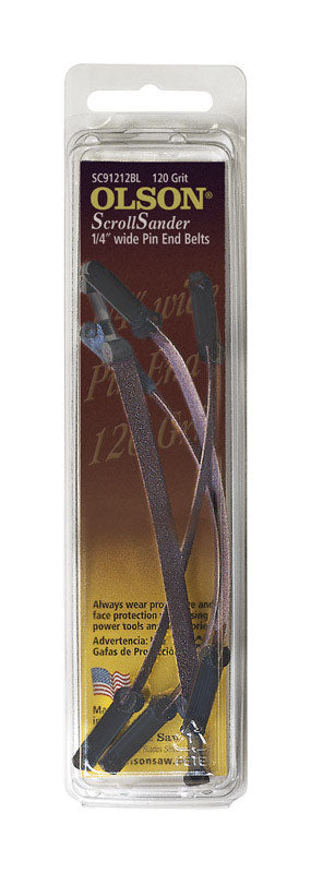 Olson ScrollSanders 5 in. L X 1/4 in. W Fabric Sanding Belt 120 Grit Medium 4 pk