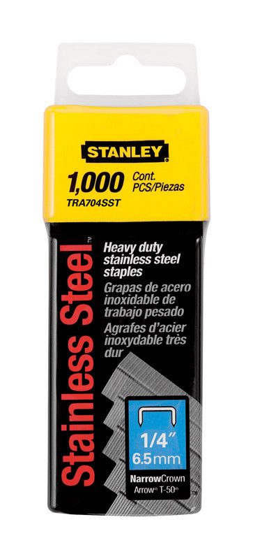 Stanley T50 27/64 in. W X 1/4 in. L 24 Ga. Narrow Crown Heavy Duty Staples 1000 pk