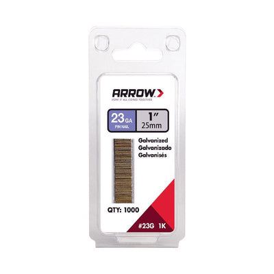 Arrow 1 in. 23 Ga. Straight Strip Galvanized Pin Nails 1,000 pk