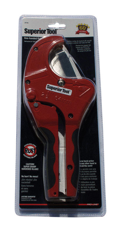 Superior Tool 2-1/2 in. Ratcheting Pipe Cutter 10 in. L Black/Red 1 pc