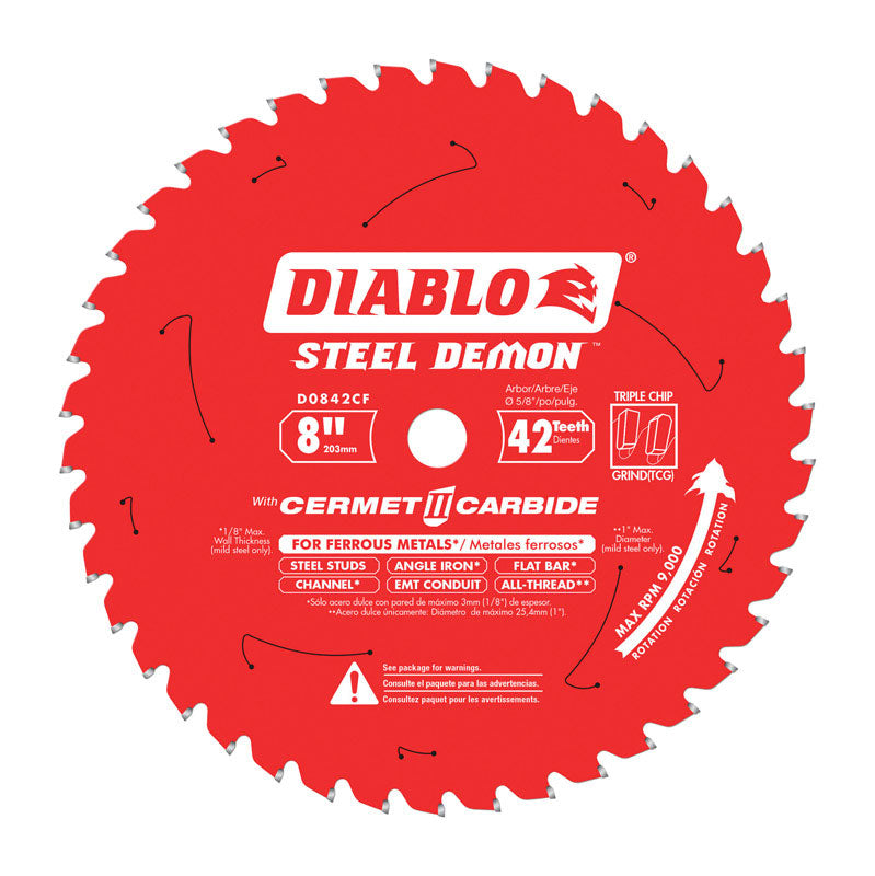 Diablo 8 in. D X 5/8 in. Steel Demon Cermet Carbide Metal Saw Blade 42 teeth 1 pc