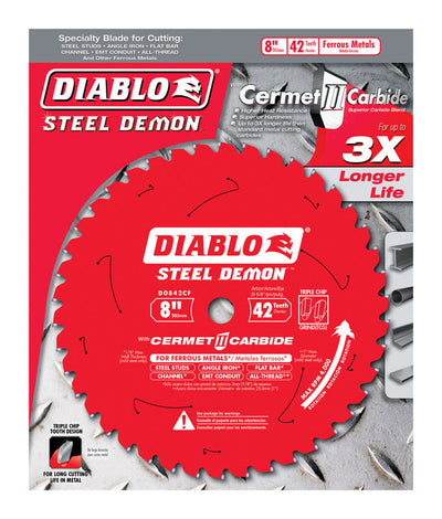 Diablo 8 in. D X 5/8 in. Steel Demon Cermet Carbide Metal Saw Blade 42 teeth 1 pc