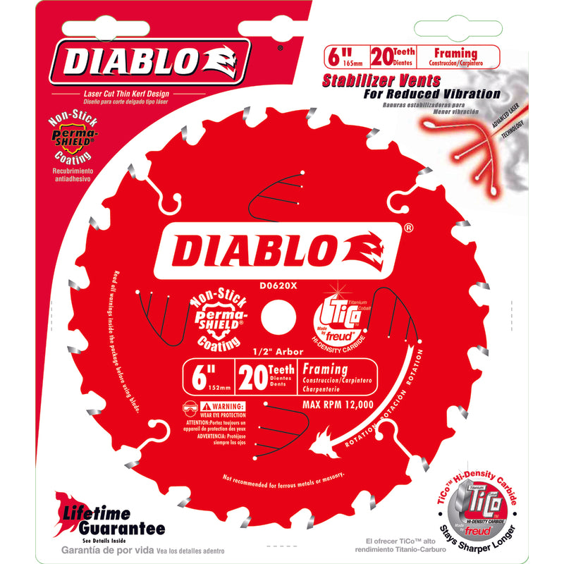 Diablo 6 in. D X 1/2 in. TiCo Hi-Density Carbide Framing Blade 20 teeth 1 pc