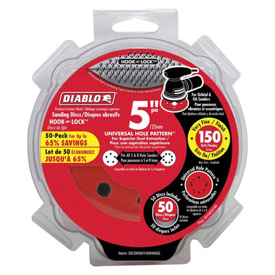 Diablo 5 in. Ceramic Blend Hook and Lock Sanding Disc 150 Grit Very Fine 50 pk