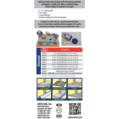 ARTU 1 in. Carbide Grit Hole Saw 1 pc