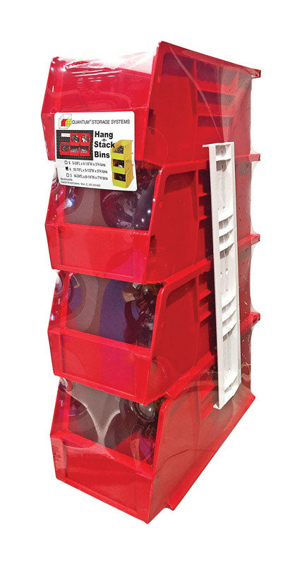 Quantum Storage 5-1/2 in. W X 11 in. H Stack and Hang Bin Polypropylene 4 pk Red (cancelled)