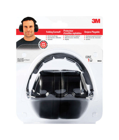 3M 25 dB Soft Foam Folding Earmuffs Black 1 pair