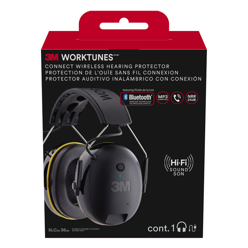 3M WorkTunes 24 dB Hearing Protector Earmuff Gray 1 pair