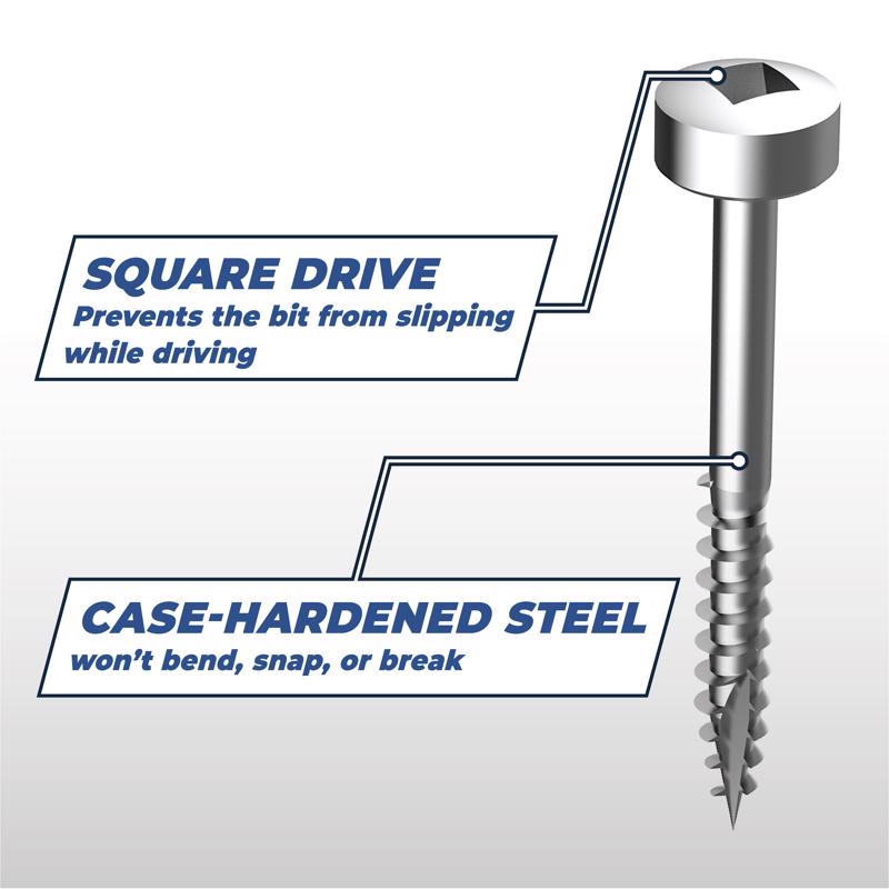 Kreg No. 2 X 1 in. L Square Zinc-Plated Pocket-Hole Screw 500 pk