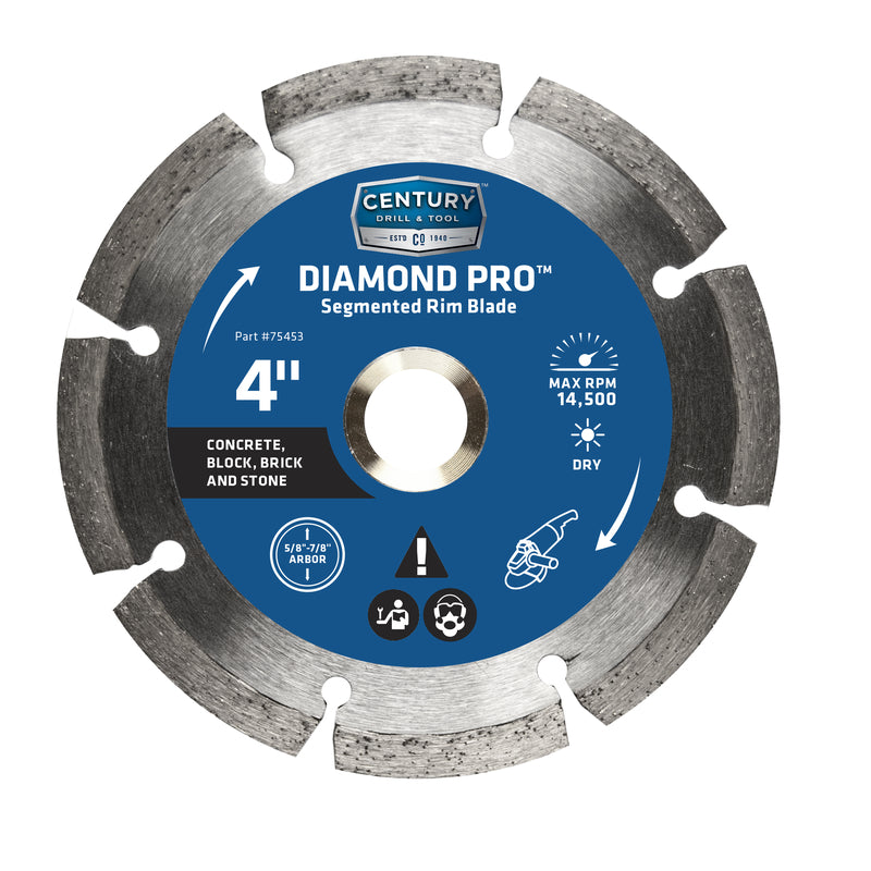 Century Drill & Tool 4 in. D X 44385 in. Diamond Segmented Rim Diamond Saw Blade 1 pk