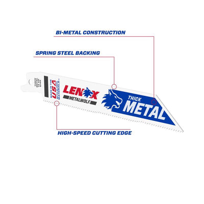 LENOX METALWOLF 6 in. Bi-Metal Wave Edge Reciprocating Saw Blade 14 TPI 5 pk