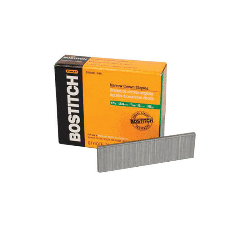 Stanley Bostitch 7/32 in. W X 1-3/8 in. L Stainless Steel Finish Staples 18 Ga. 1000 pk