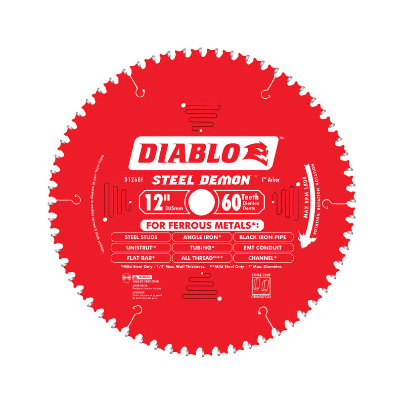 Diablo Steel Demon 12 in. D X 1 in. Cermet Carbide Saw Blade 60 teeth 1 pk