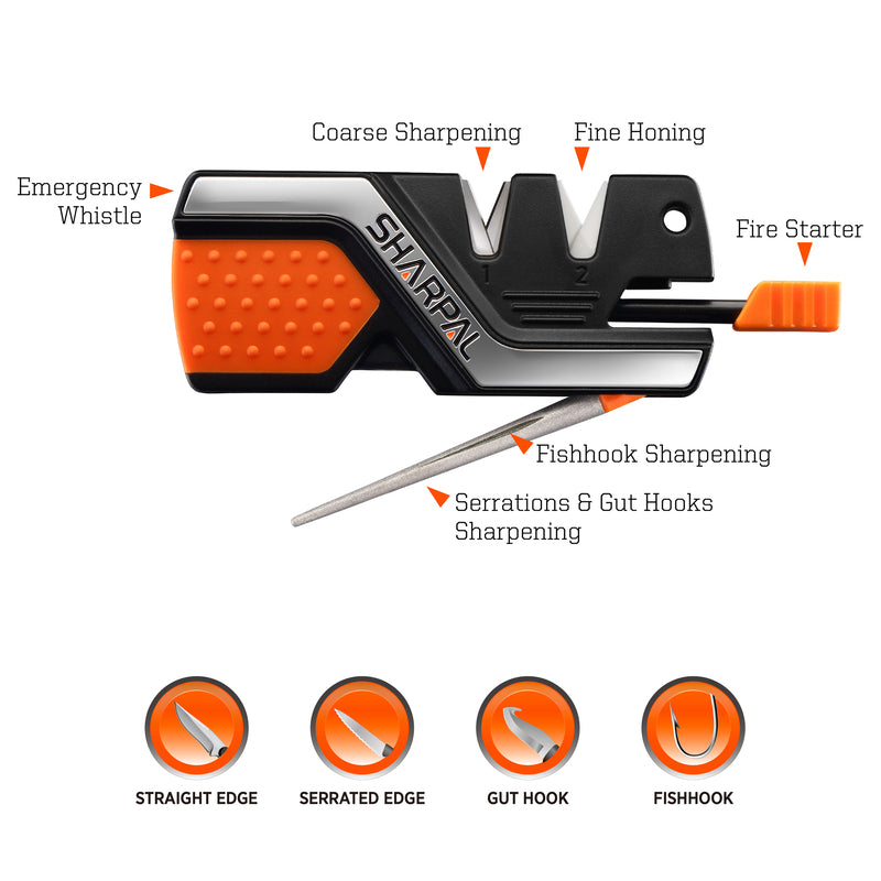 Sharpal 6-in-1 Carbide/Diamond Knife Sharpener and Survival Tool 400 Grit 1 pc