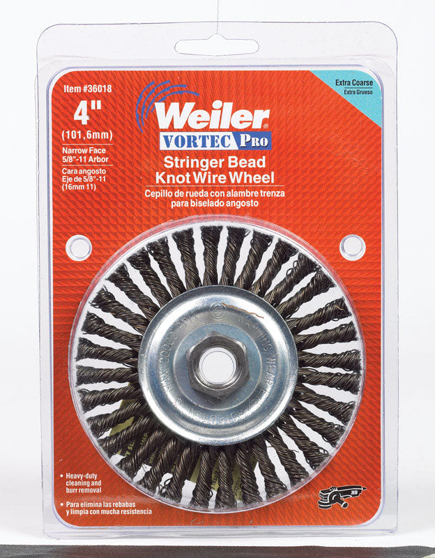 Weiler Vortec Pro 4 in. Stringer Bead Wire Wheel Brush Carbon Steel 20000 rpm 1 pc