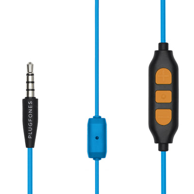 Plugfones Guardian Plus 26 dB Nylon/Silicone/Soft Foam Earplugs/Earphones w/Mic Blue/Orange 1 pair
