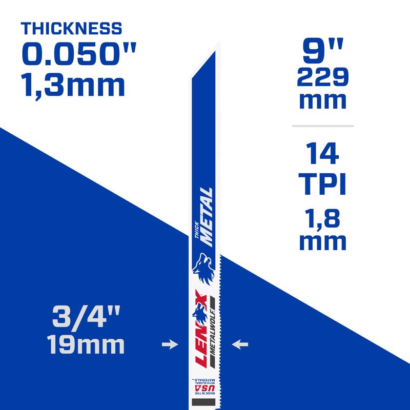 LENOX METALWOLF 9 in. Bi-Metal WAVE EDGE Reciprocating Saw Blade 14 TPI 2 pk