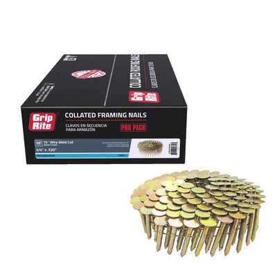 Grip-Rite 3/4 in. 11 Ga. Angled Coil Electro Galvanized Roofing Nails 15 deg 7200 pk