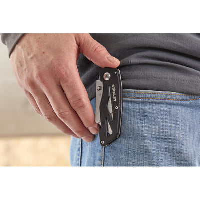 Stanley 5-3/4 in. Folding Fixed Utility Knife Black 1 pc