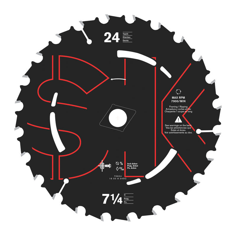 SKIL 7-1/4 in. D X 5/8 in. Carbide Tipped Steel Circular Saw Blade 24 teeth 1 pc