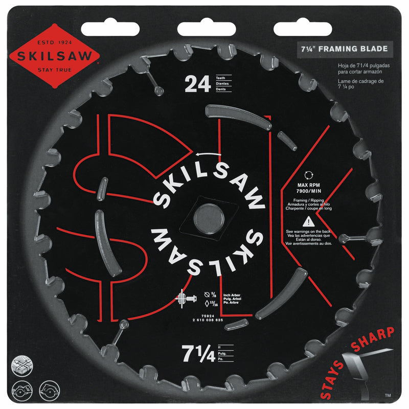 SKIL 7-1/4 in. D X 5/8 in. Carbide Tipped Steel Circular Saw Blade 24 teeth 1 pc