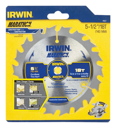 Irwin Marathon 5-1/2 in. D Carbide Circular Saw Blade 18 teeth 1 pk