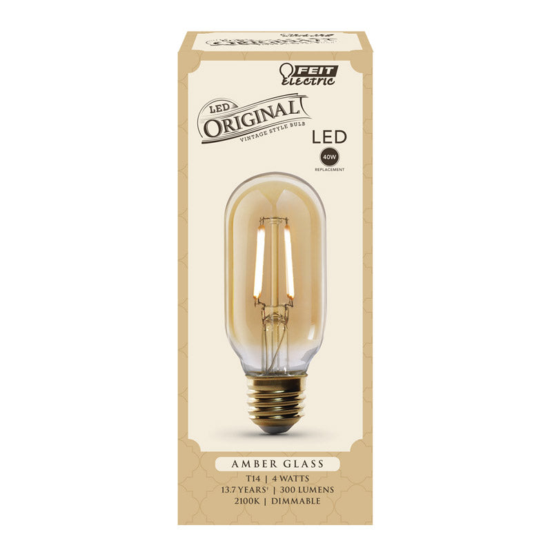 Feit Electric T14 E26 (Medium) LED Bulb Amber Soft White 40 Watt Equivalence 1 pk