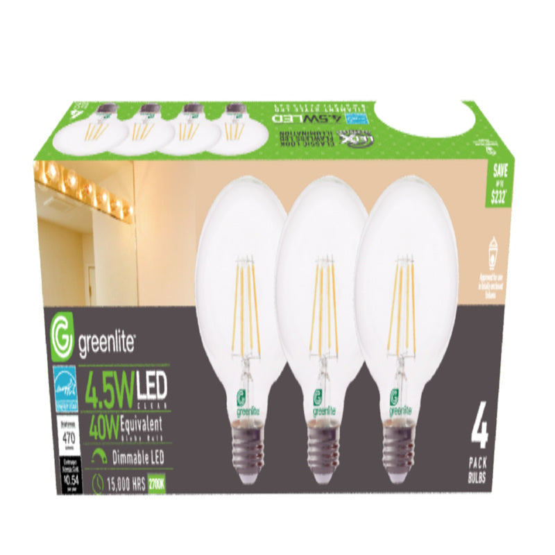 Greenlite G25 E26 (Medium) Filament LED Bulb Soft White 40 Watt Equivalence 4 pk