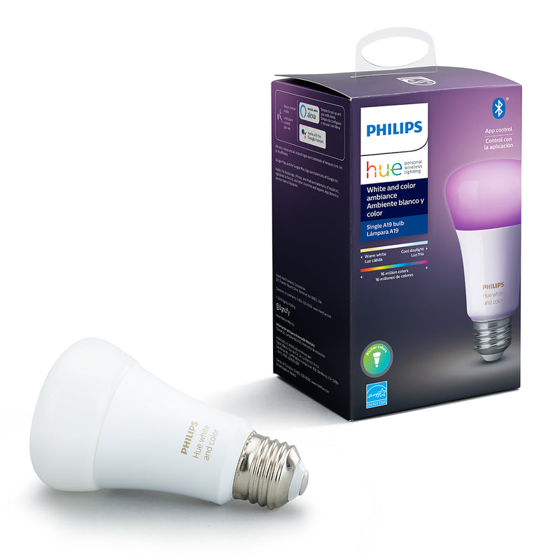 Philips Hue A19 E26 (Medium) Smart WiFi LED Bulb Color Changing 60 Watt Equivalence 1 pk