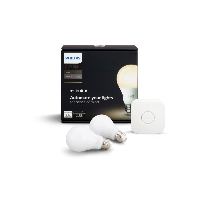 Philips Hue A19 E26 (Medium) LED Smart Bulb Starter Kit Soft White 60 Watt Equivalence 2 pk