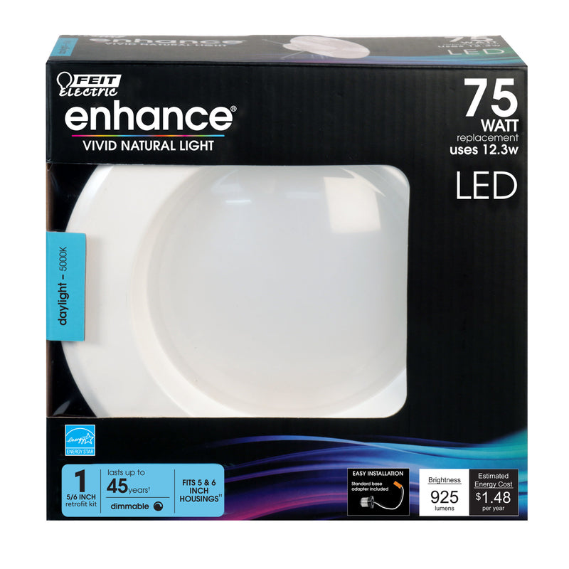 Feit Electric Enhance White 5-6 in. W LED Dimmable Recessed Downlight 12.3 W