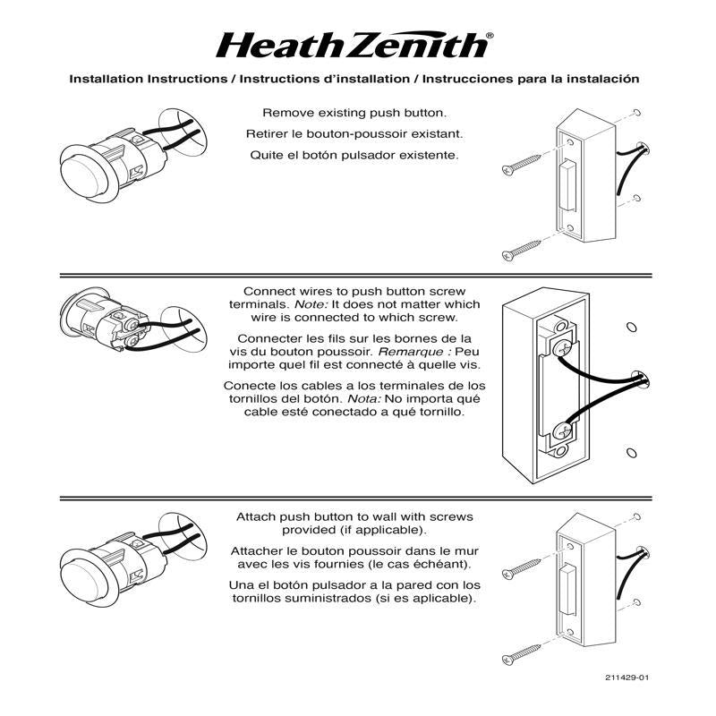 Heath Zenith Brushed Nickel Gold/White Plastic Wireless Door Chime Kit