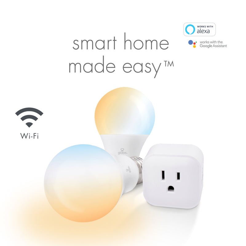 Globe Electric A19 E26 (Medium) Smart WiFi LED Bulb Kit Tunable White 60 Watt Equivalence 3 pk