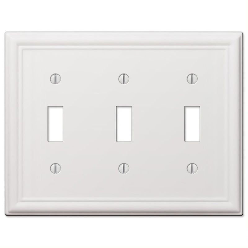 Amerelle Chelsea White 3 gang Stamped Steel Toggle Wall Plate 1 pk