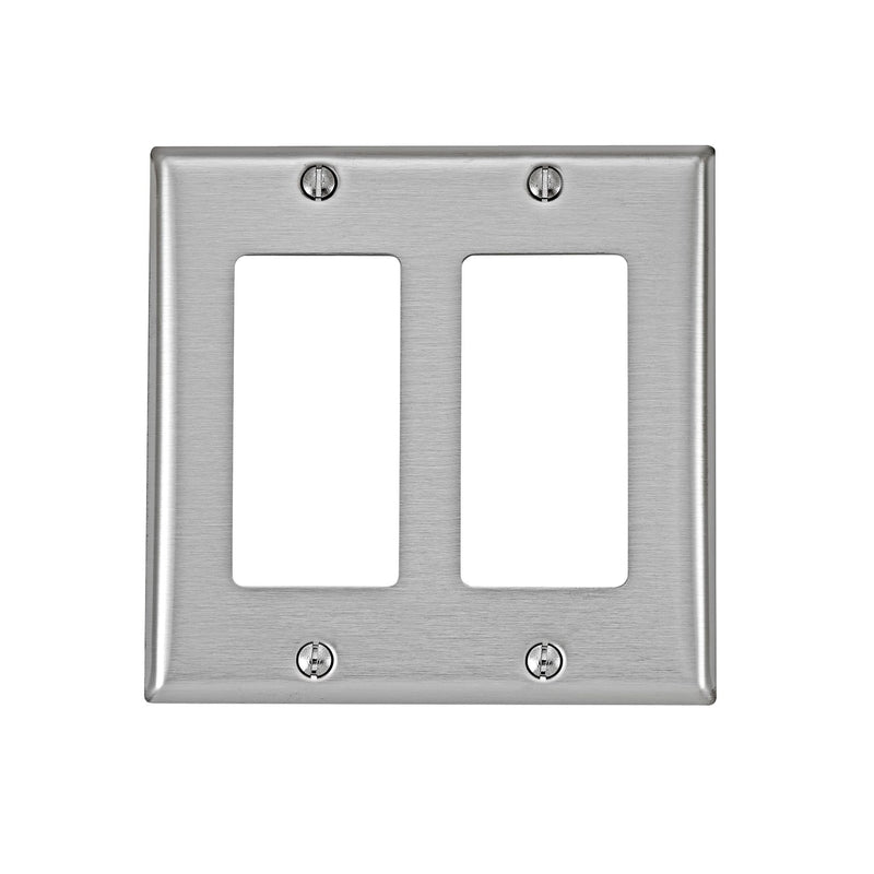 Leviton Antimicrobial Powder Coated Gray 2 gang Stainless Steel Decora Wall Plate 1 pk