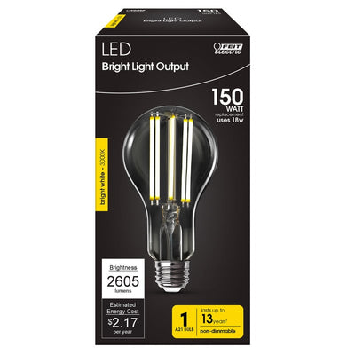 Feit Electric A21 E26 (Medium) Filament LED Bulb Bright White 150 Watt Equivalence 1 pk