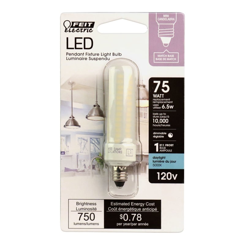 Feit Electric Tube E11 LED Bulb Daylight 75 Watt Equivalence 1 pk