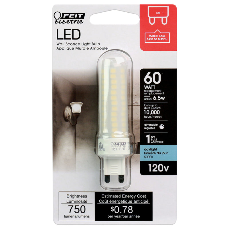 Feit Electric T4 G9 LED Bulb Daylight 60 Watt Equivalence 1 pk