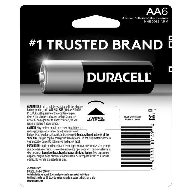 Duracell Coppertop AA Alkaline Batteries 6 pk Carded